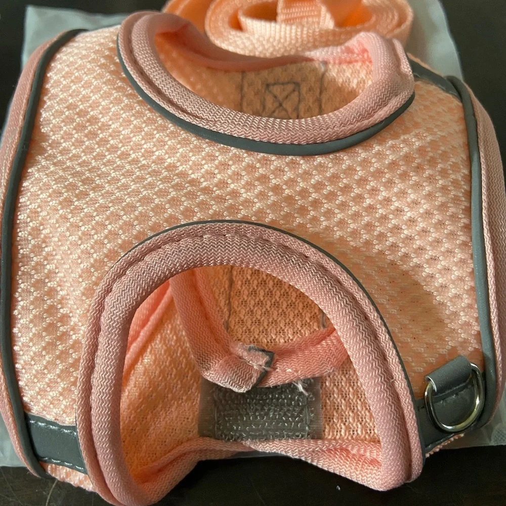 Puppy or kitten Soft Mesh Harness and Leash - Pink